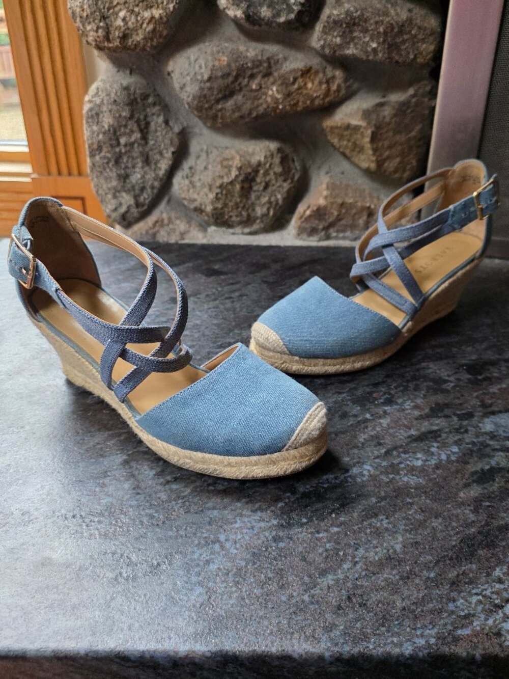 Talbots Blue Jean Strappy Espadrilles Size 7